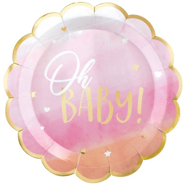 Feestborden oh baby roze